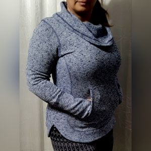 Reebok Women's Cozy Fleece Sweater Turtleneck, Blue Color, Large Size.